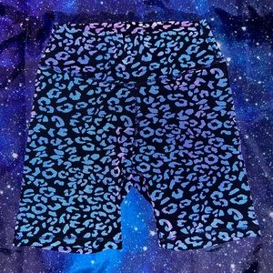 Reflective leopard print reflective biker shorts